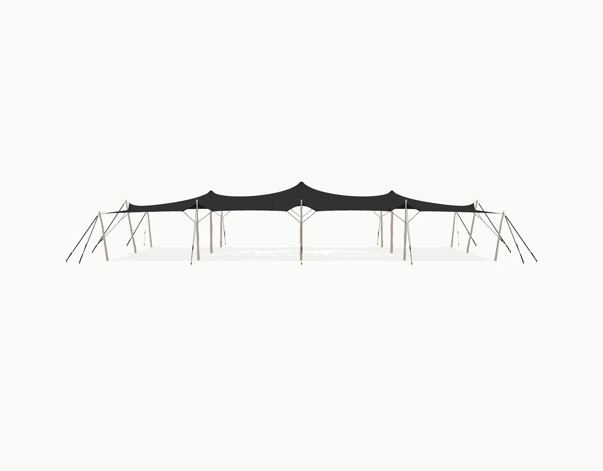 Stretchtent 19.5 × 10.5 meter Robinia – Complete Set - Black