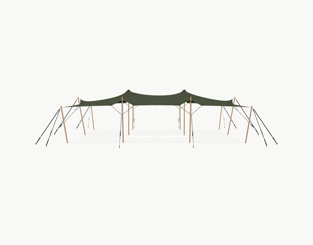 Stretchtent 12 × 10.5 meter Douglas – Complete Set - Dark Olive