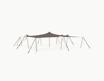 Stretchtent 10.5 × 10 meter "Douglas" Taupe – Complete Set