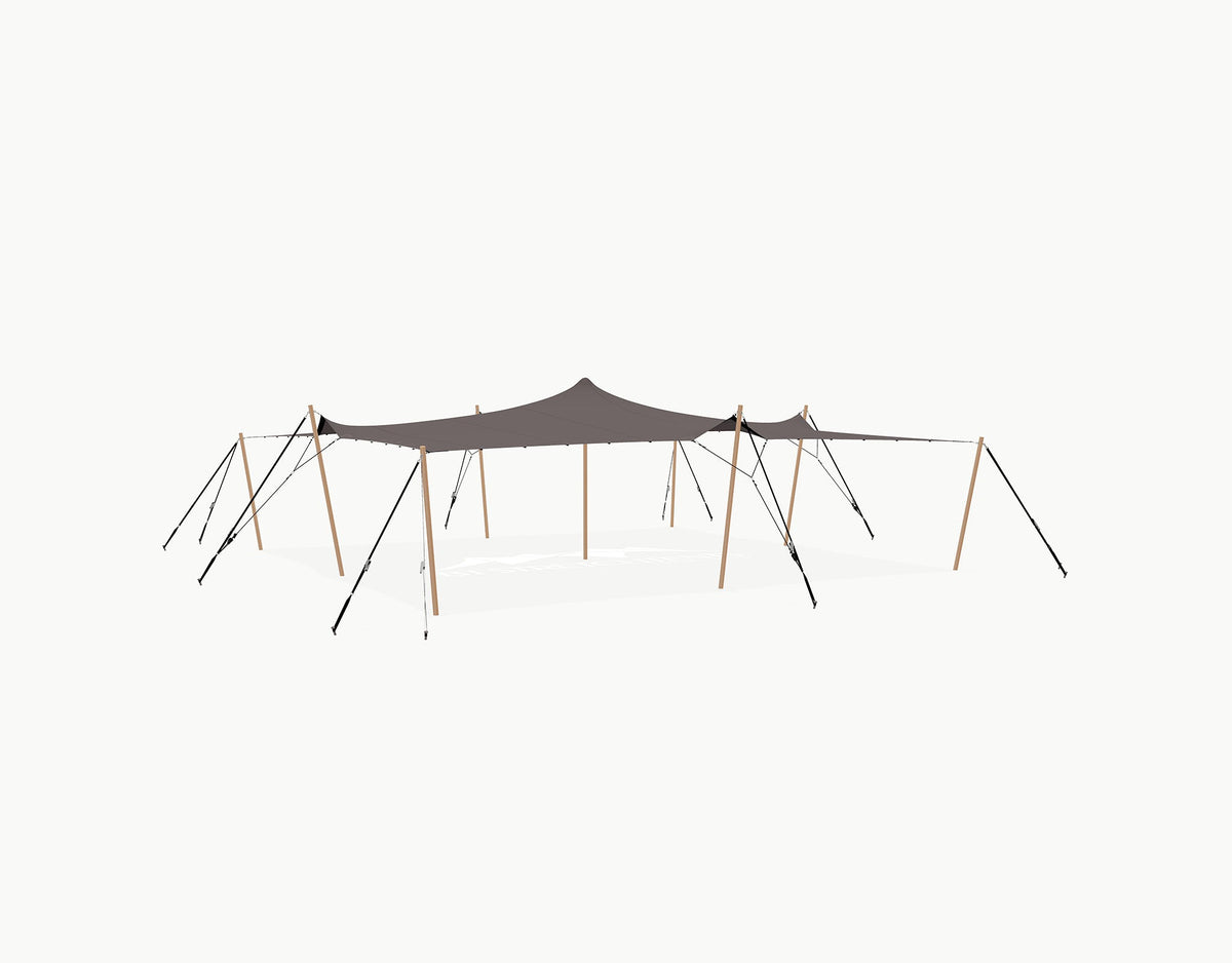Stretchtent 10.5 × 10 meter Douglas – Complete Set - Taupe