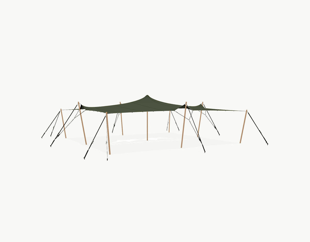 Stretchtent 10.5 × 10 meter Douglas – Complete Set - Dark Olive