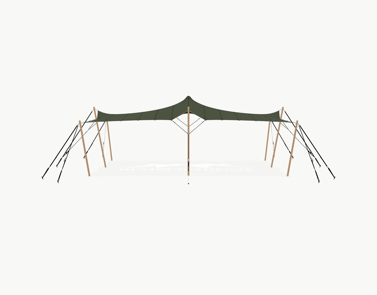 Stretchtent 9 × 6 meter Douglas – Complete Set - Dark Olive