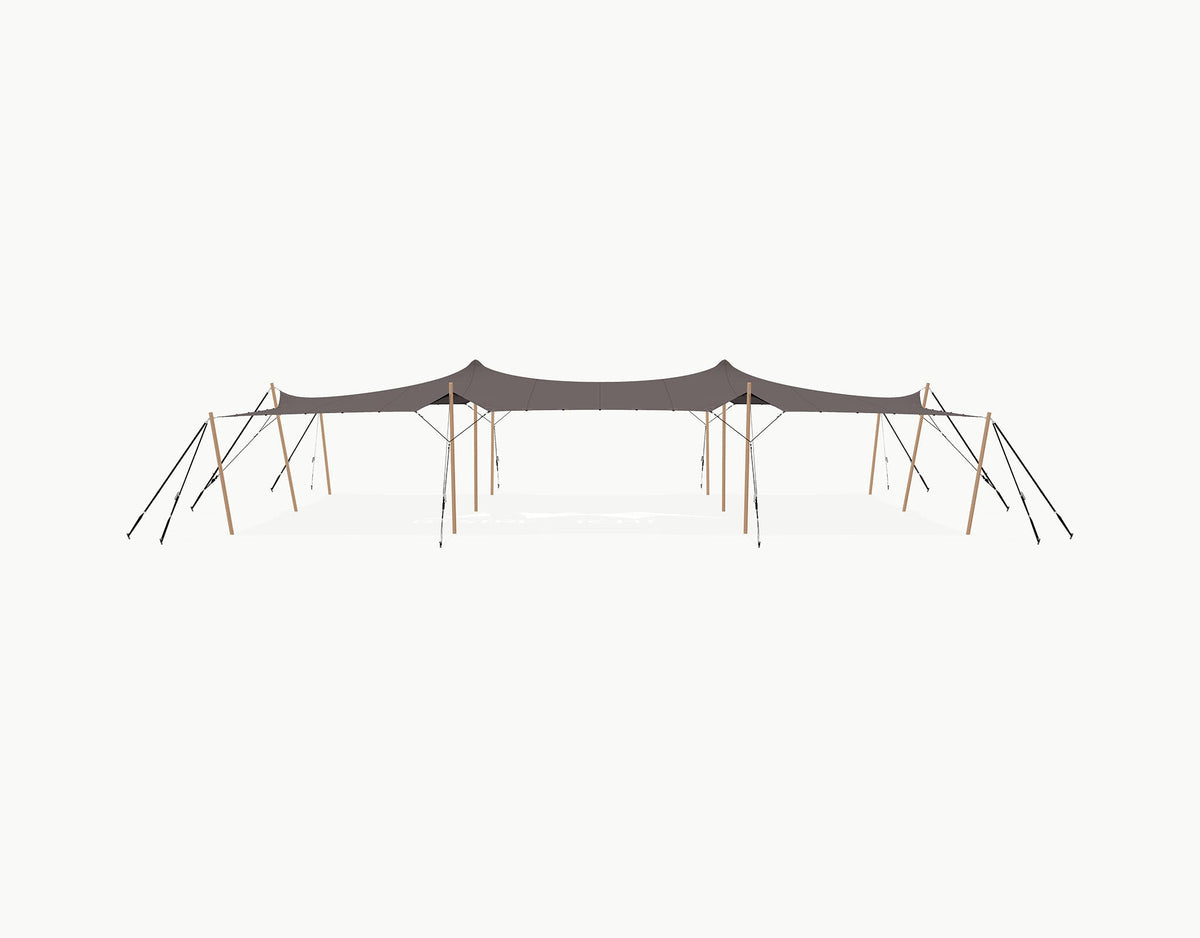 Stretchtent 15 × 10.5 meter Douglas – Complete Set - Taupe