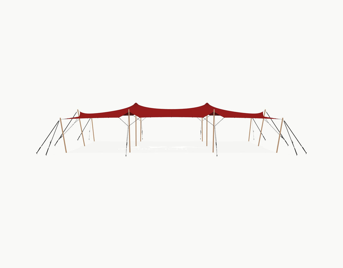 Stretchtent 15 × 10.5 meter Douglas – Complete Set - Red