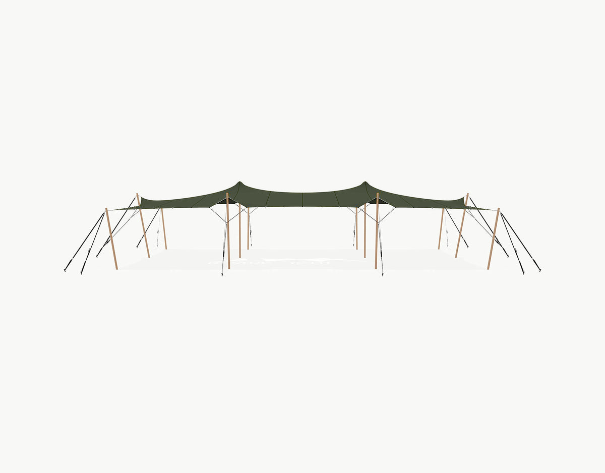 Stretchtent 15 × 10.5 meter Douglas – Complete Set - Dark Olive