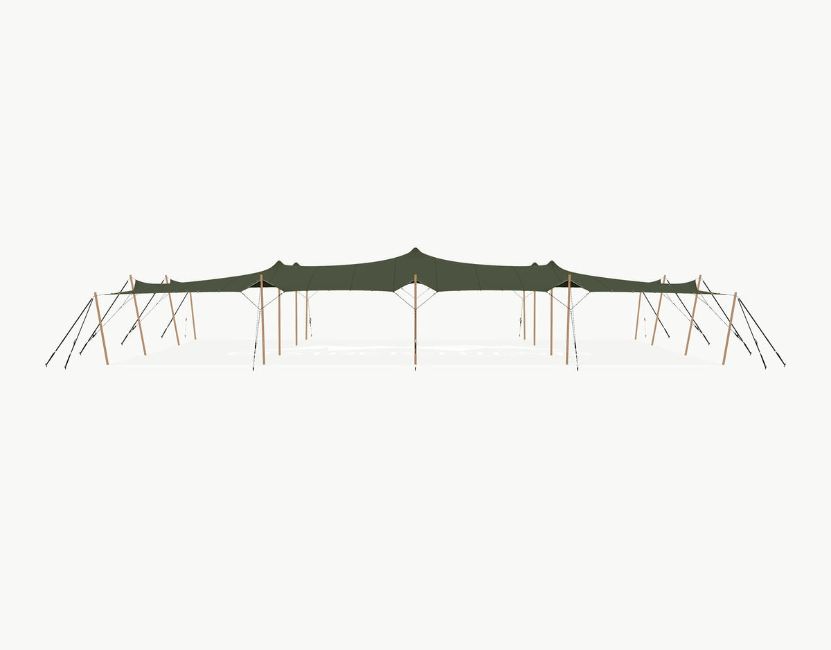 Stretchtent 21 × 15 meter Douglas – Complete Set - Dark Olive