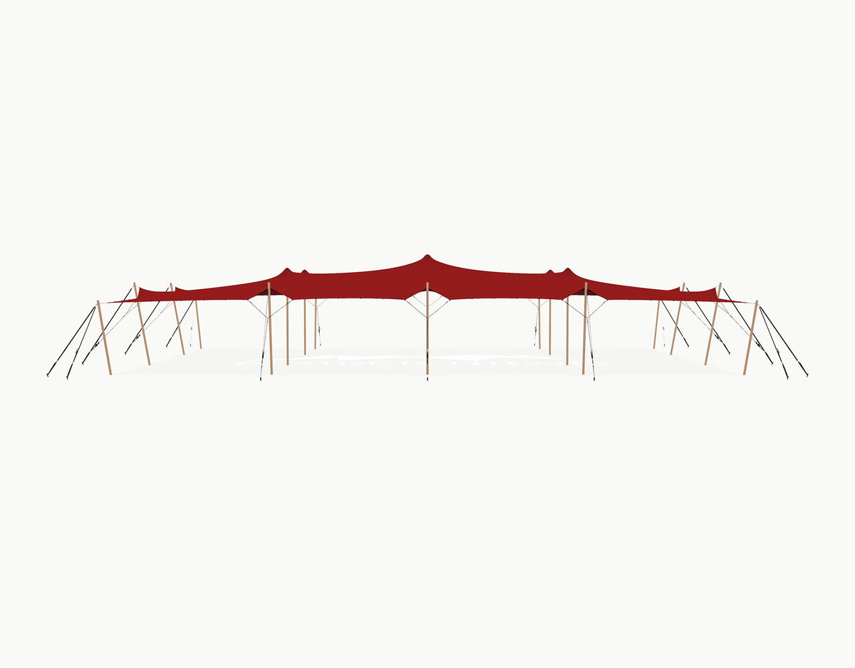 Stretchtent 21 × 15 meter Douglas – Complete Set - Red