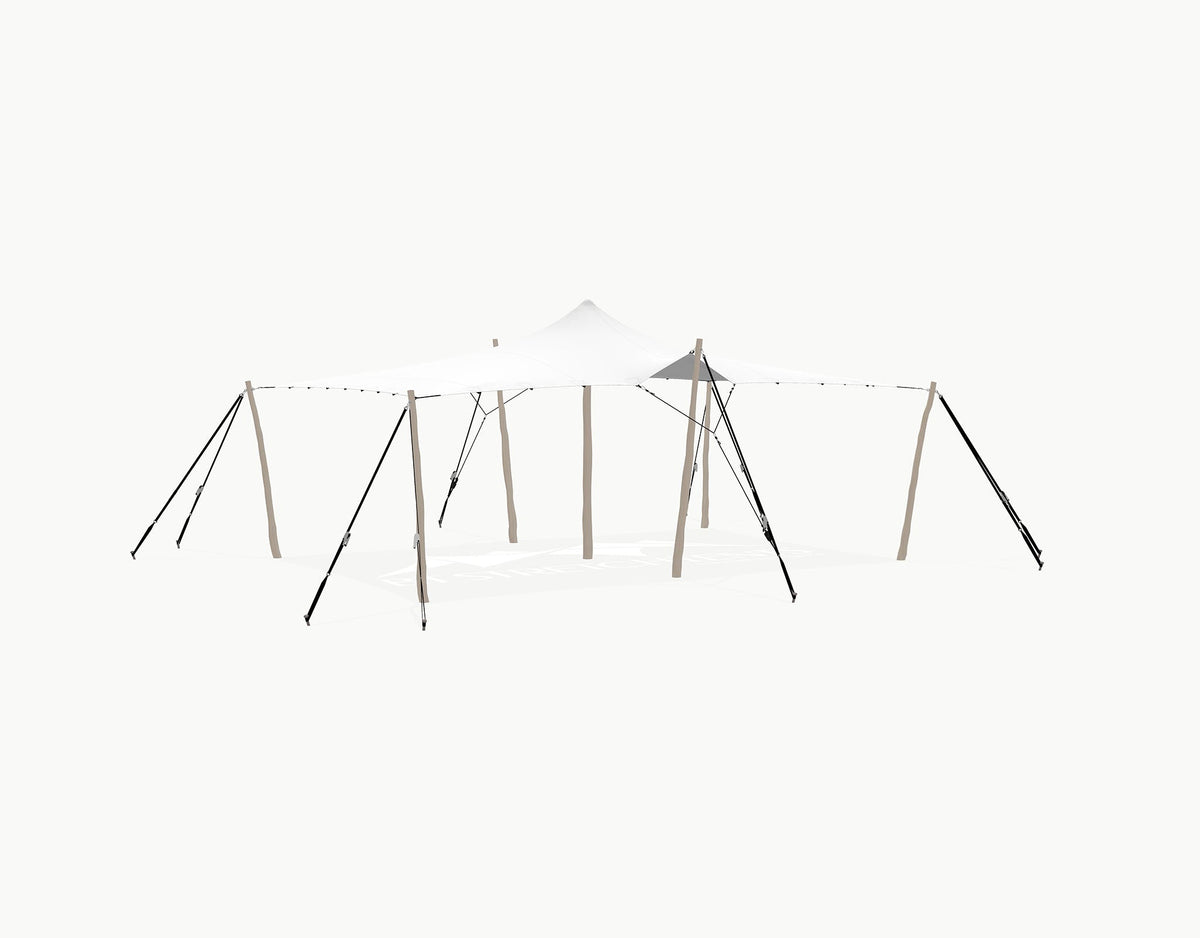 Stretchtent 7.5 × 5 meter Robinia – Complete Set - White Opaque