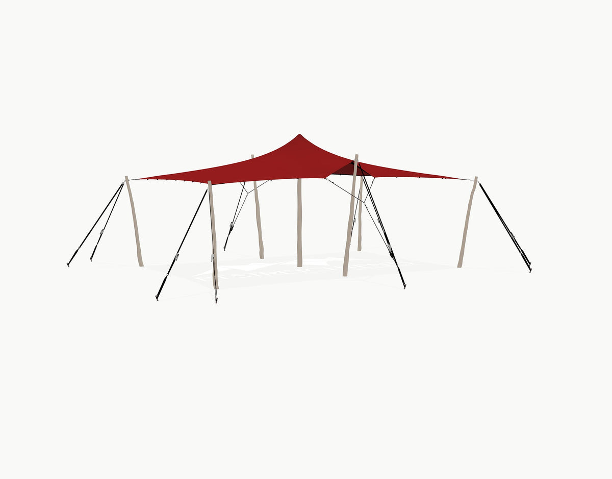 Stretchtent 7.5 × 5 meter Robinia – Complete Set - Red