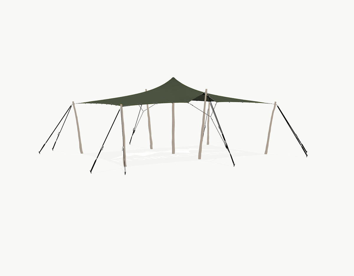 Stretchtent 7.5 × 5 meter Robinia – Complete Set - Dark Olive