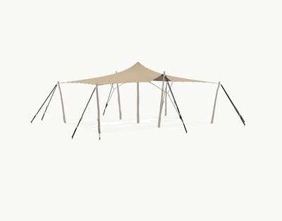Stretchtent 7.5 × 5 meter "Robinia" Chino – Complete Set