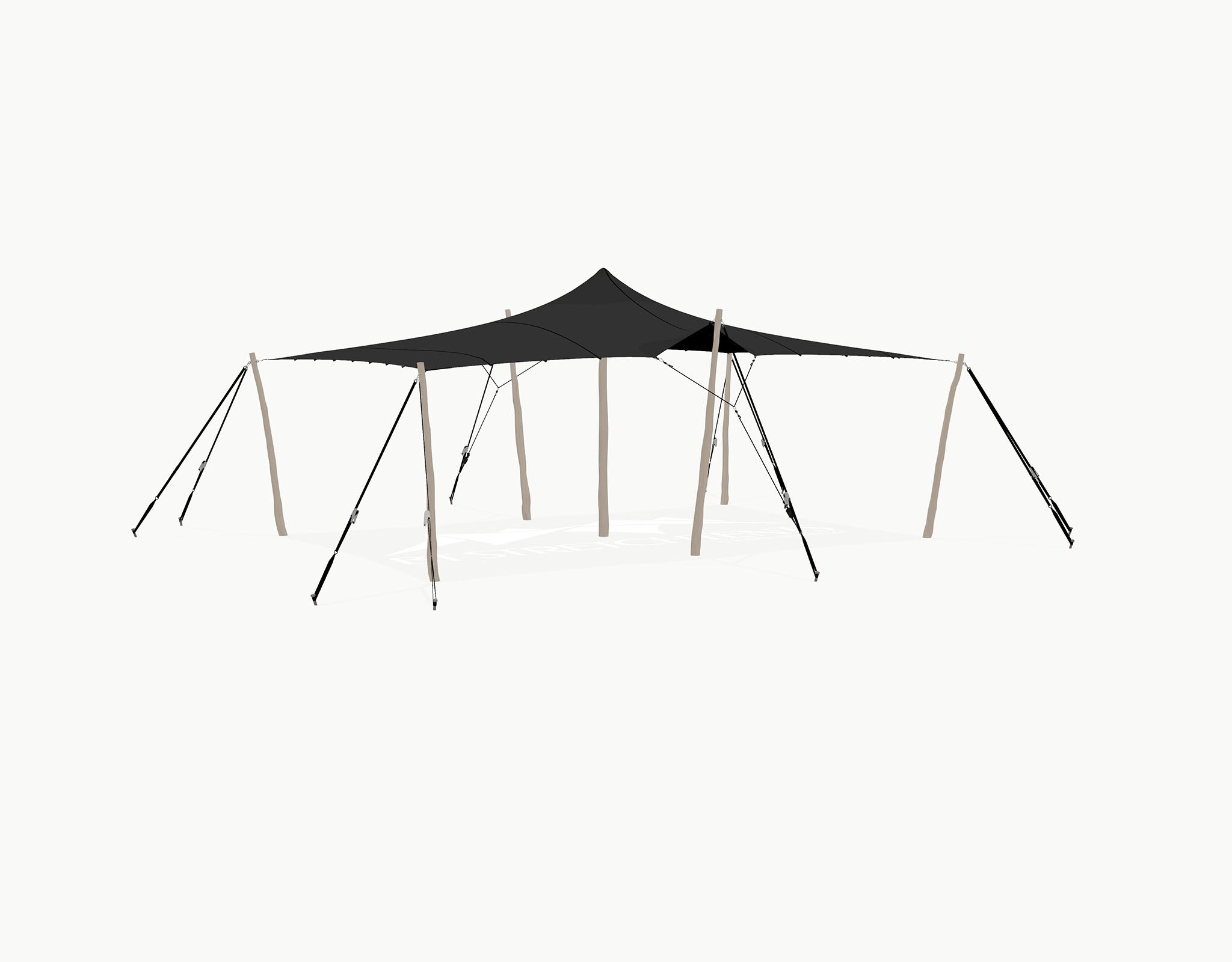 Stretchtent 7.5 × 5 meter Robinia – Complete Set - Black