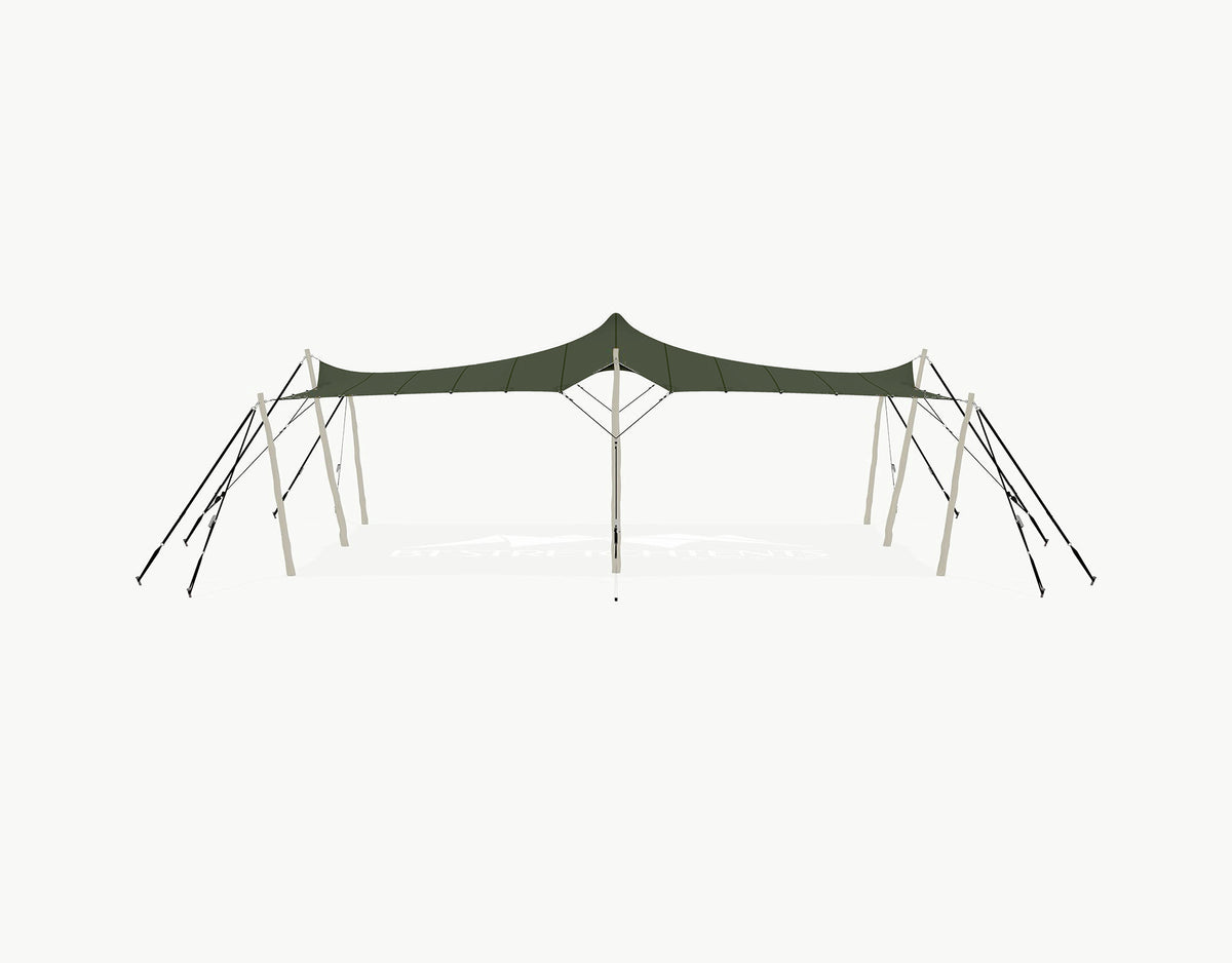 Stretchtent 9 × 6 meter Robinia – Complete Set - Dark Olive