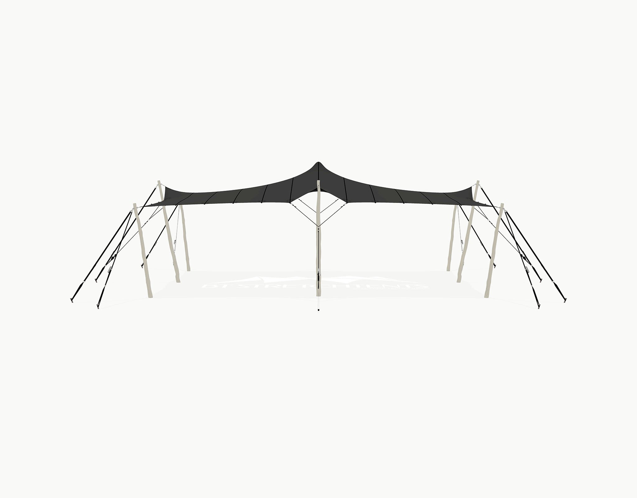 Stretchtent 9 × 6 meter Robinia – Complete Set - Black